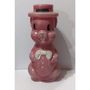 Vintage AJ Renzi 1966 Piggy Bank Large Red Plastic Pig Bank USA 19” Leominster